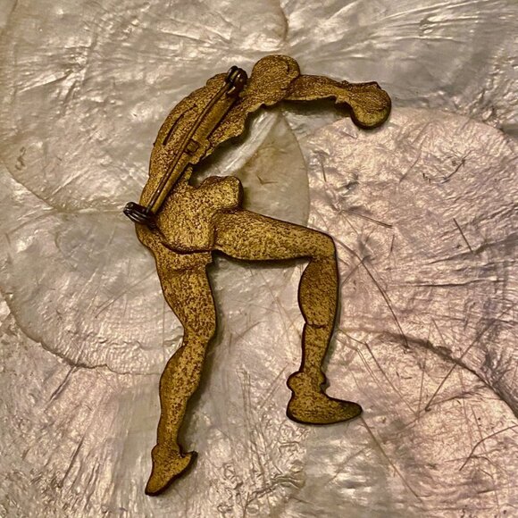 3 For $25  Vintage Gold Tone Boxer Brooch - Picture 3 of 4